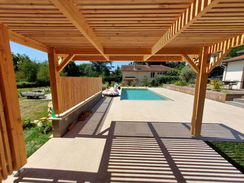 Pergola et clôture en douglas à Sainte Foy les Lyon