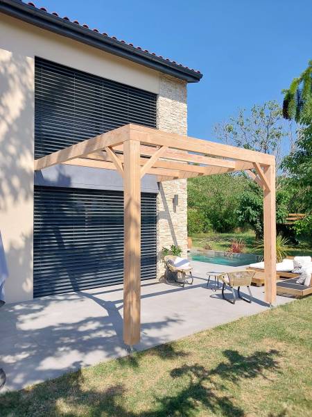 Pergola en douglas avec câbles inox à Saint jean des vignes