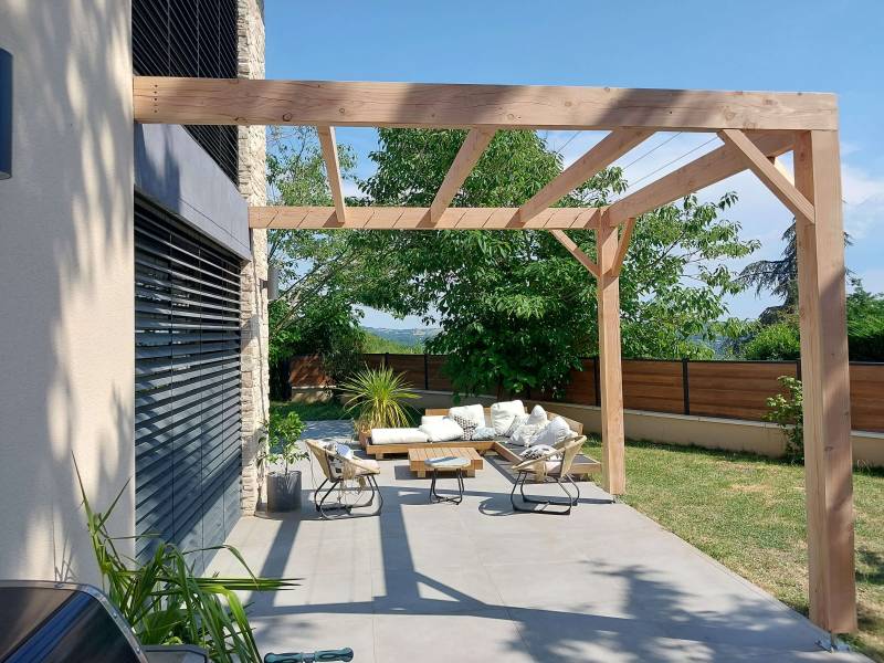Pergola en douglas avec câbles inox à Saint jean des vignes