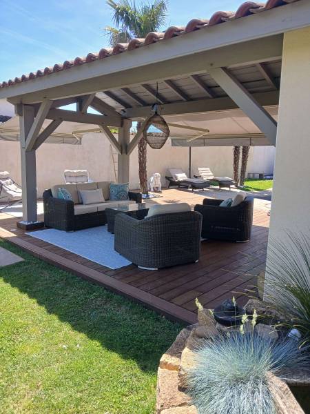 terrasse en frêne thermo chauffé à Massieux