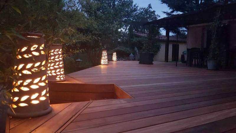 Terrasse en bois Muiracatiara sur la commune de Sain-bel