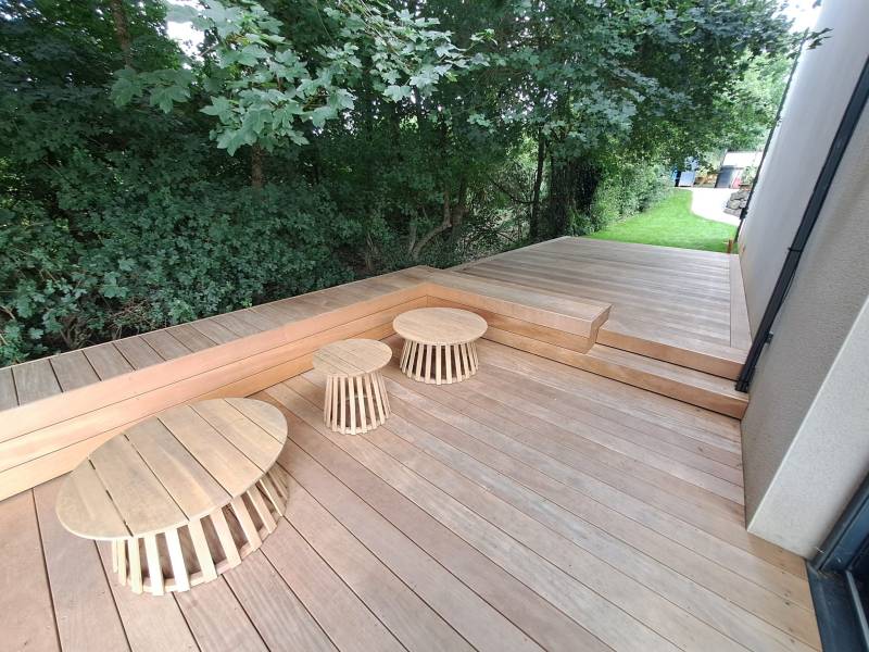 terrasse bois et banc sur mesure à Sain bel